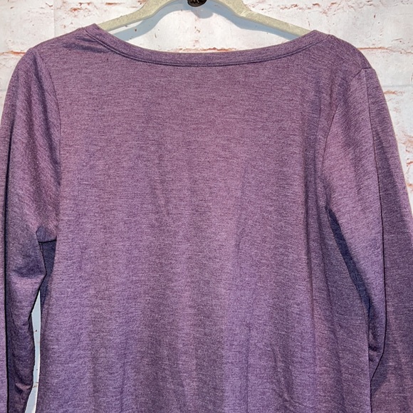 LOGO Lori Goldstein S purple tunic high low hem vneck knit top pocket 3/4 sleeve - Picture 6 of 8